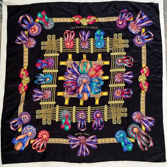 Hermes Les Rubans du Chevalier 100% Silk Scarf-#2 - Picture 2 of 9